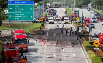 Ten killed after private jet crashes on a highway in Malaysia